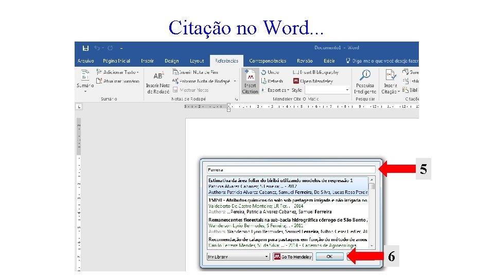 Citação no Word. . . 5 6 