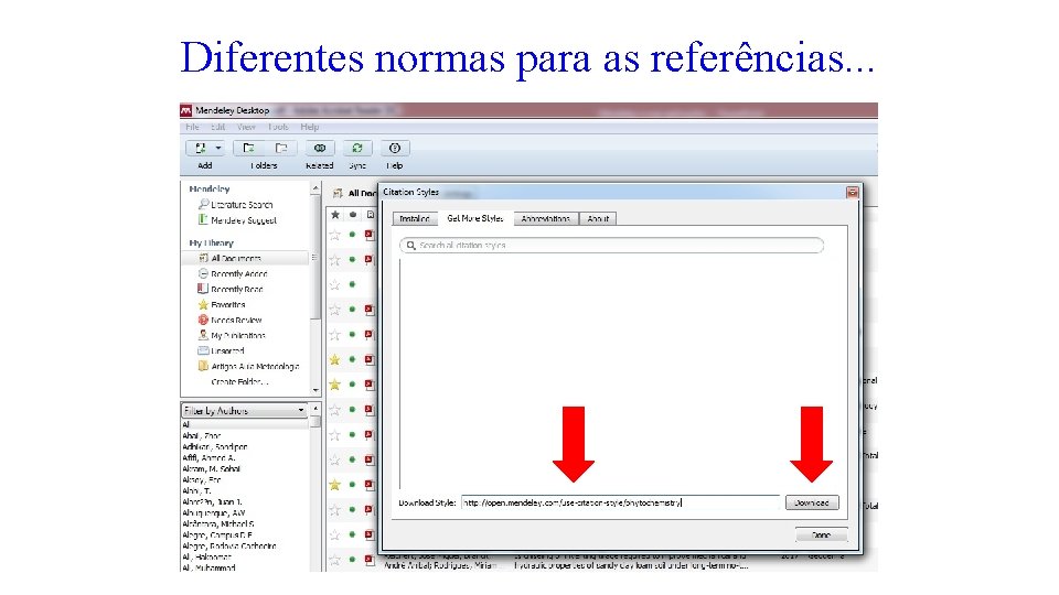 Diferentes normas para as referências. . . 