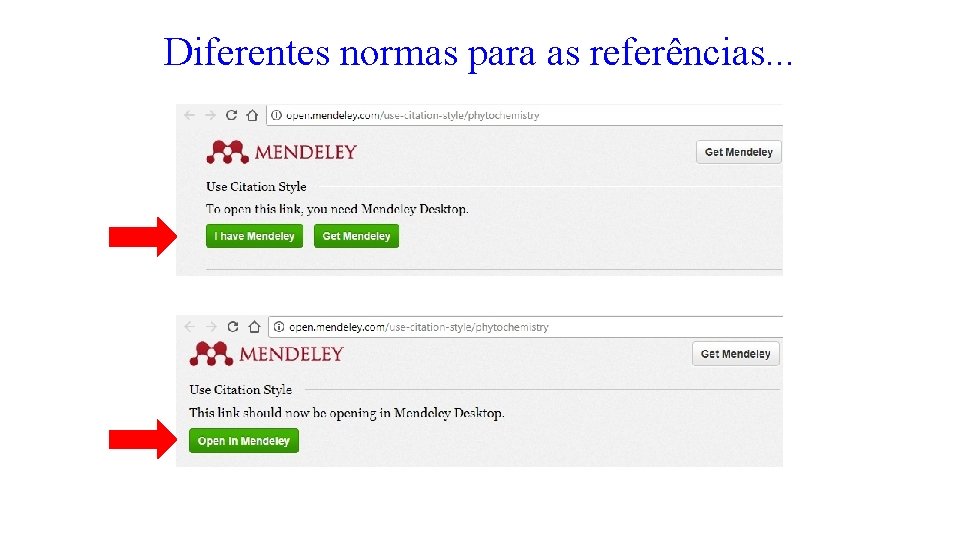 Diferentes normas para as referências. . . 