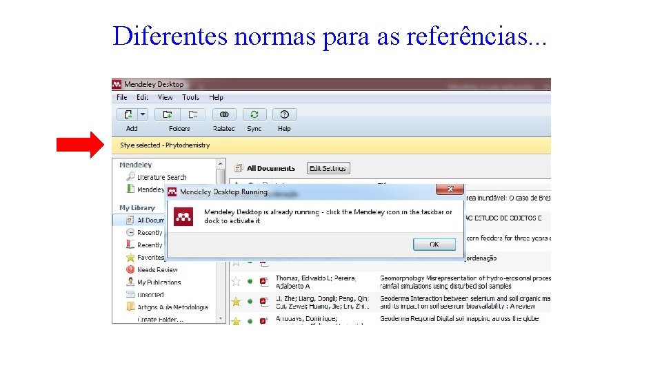 Diferentes normas para as referências. . . 