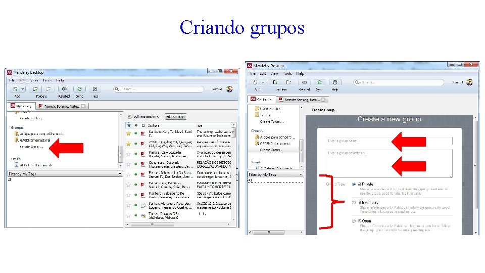 Criando grupos 