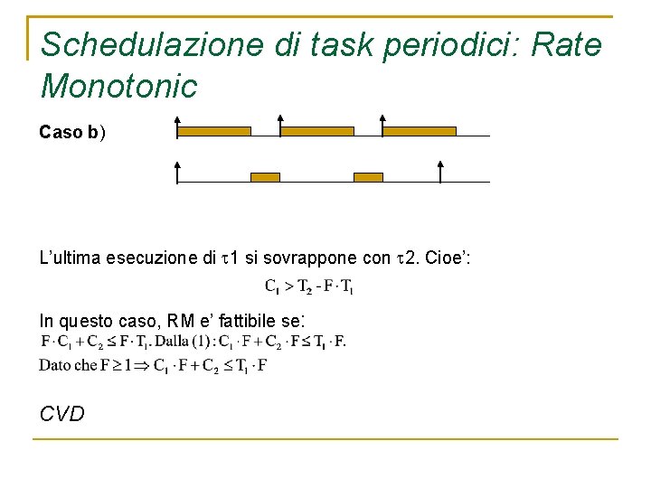 Schedulazione di task periodici: Rate Monotonic Caso b) L’ultima esecuzione di 1 si sovrappone