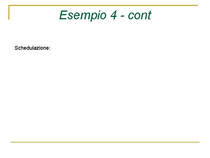 Esempio 4 - cont Schedulazione: 