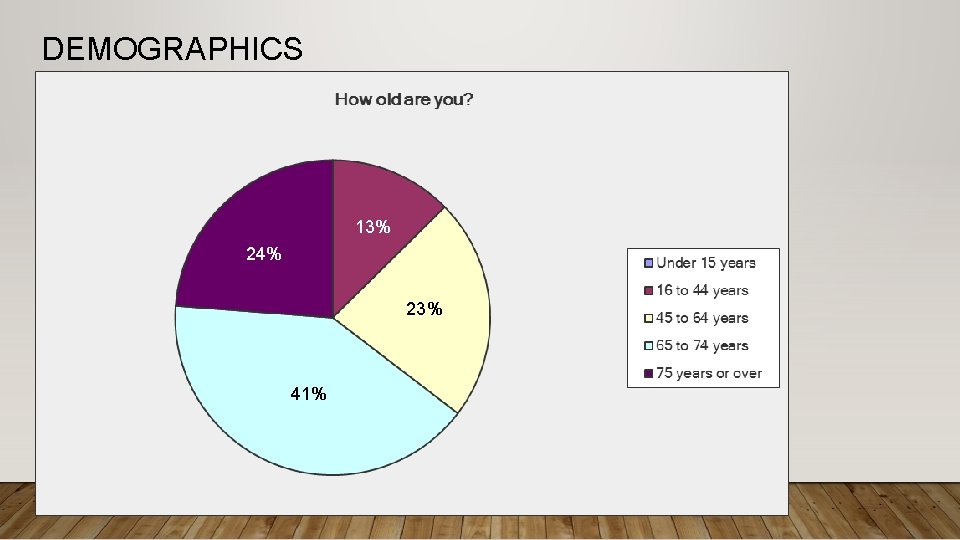 DEMOGRAPHICS 13% 24% 23% 41% 