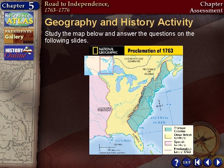 Geography and History Activity Study the map below and answer the questions on the