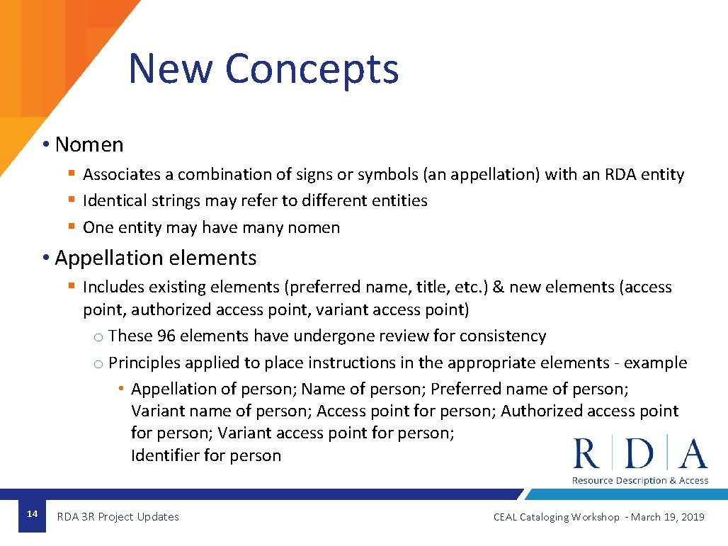 New Concepts • Nomen § Associates a combination of signs or symbols (an appellation)