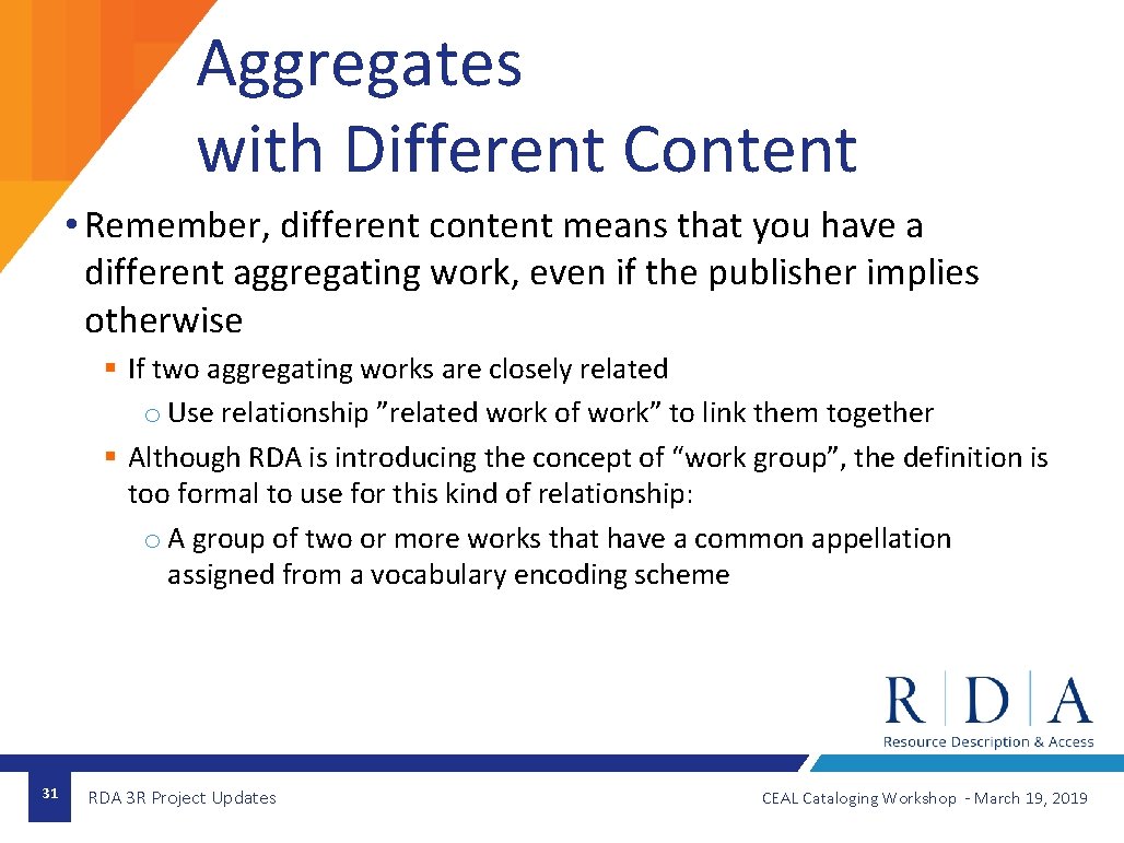 Aggregates with Different Content • Remember, different content means that you have a different