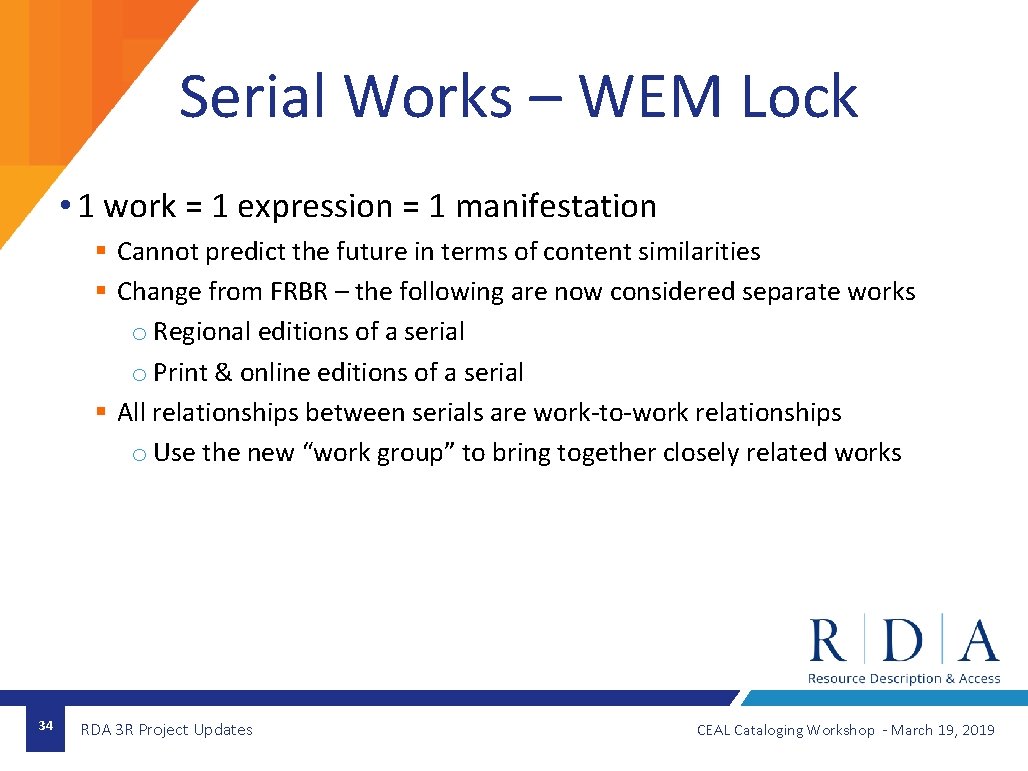 Serial Works – WEM Lock • 1 work = 1 expression = 1 manifestation