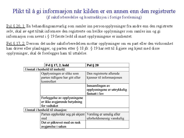 Plikt til å gi informasjon når kilden er en annen enn den registrerte (jf