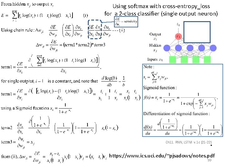 Using softmax with cross-entropy_loss for a 2 -classifier (single output neuron) Ch 11. RNN,