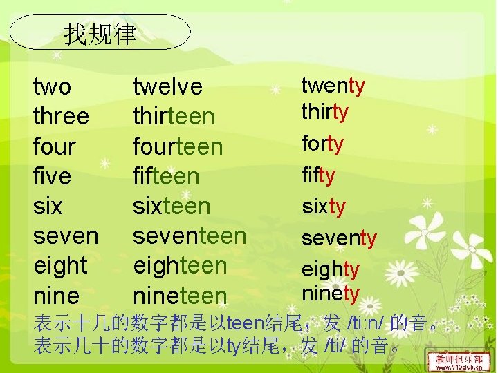 找规律 two three four five six seven eight nine twelve thirteen fourteen fifteen sixteen