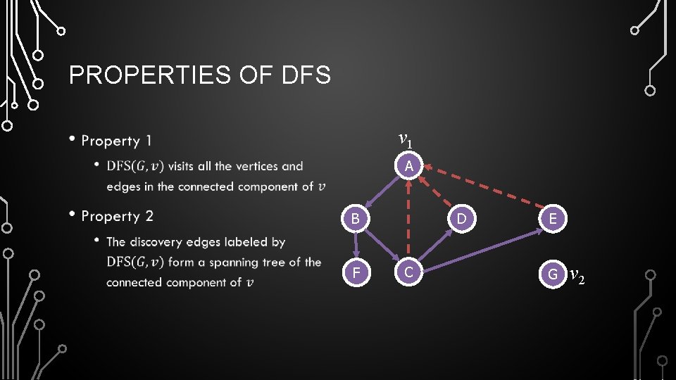 PROPERTIES OF DFS v 1 • A B F D C E G v