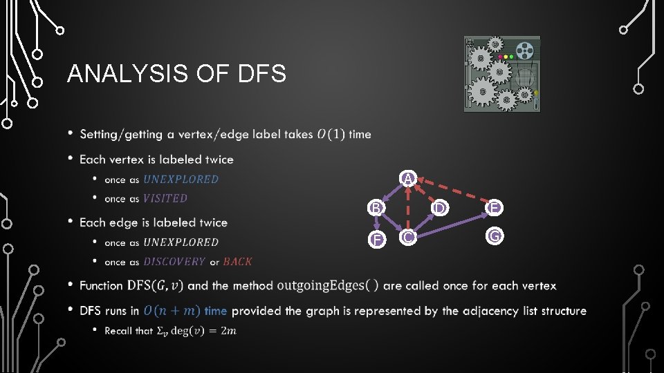 ANALYSIS OF DFS • A B F D C E G 