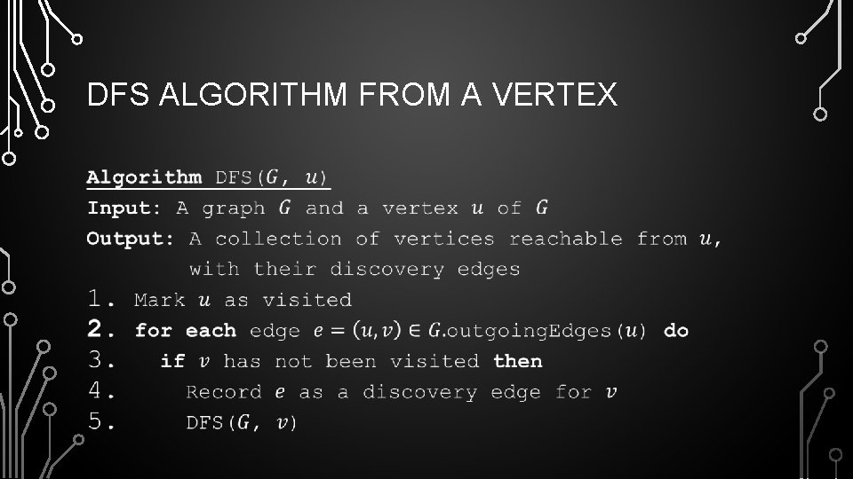 DFS ALGORITHM FROM A VERTEX • 