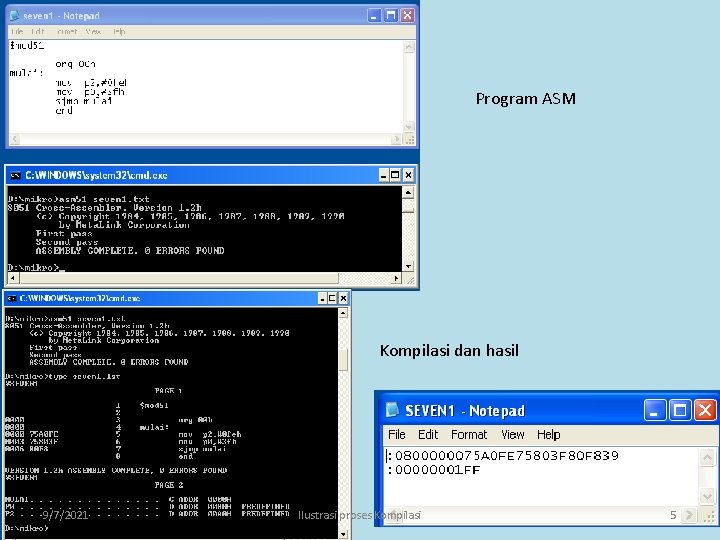 Program ASM Kompilasi dan hasil 9/7/2021 Ilustrasi proses Kompilasi 5 