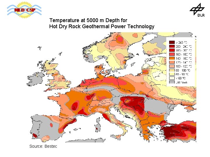 Temperature at 5000 m Depth for Hot Dry Rock Geothermal Power Technology Source: Bestec