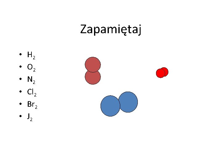 Zapamiętaj • • • H 2 O 2 N 2 Cl 2 Br 2