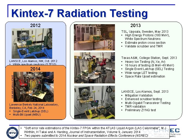 Kintex-7 Radiation Testing 2012 2013 TSL, Uppsala, Sweden, May 2013 • High Energy Protons