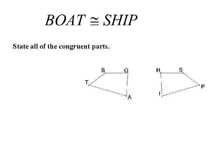 State all of the congruent parts. 