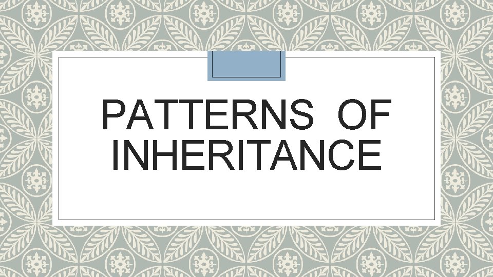 PATTERNS OF INHERITANCE 