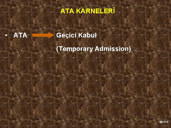 ATA KARNELERİ • ATA Geçici Kabul (Temporary Admission) 80/111 