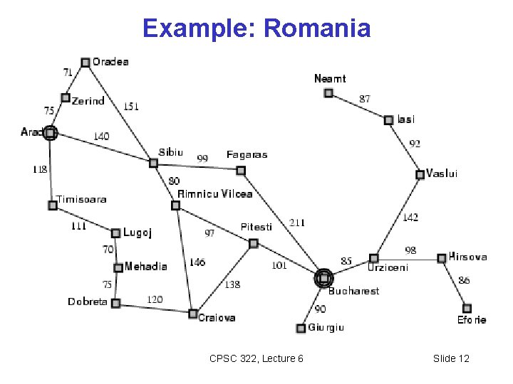 Example: Romania CPSC 322, Lecture 6 Slide 12 