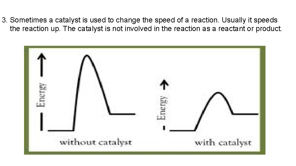 3. Sometimes a catalyst is used to change the speed of a reaction. Usually