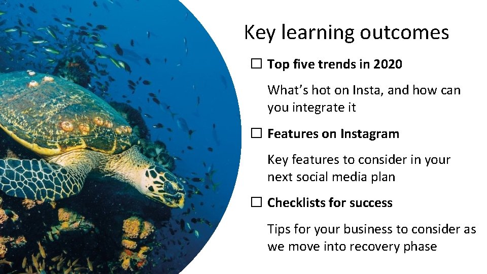 Key learning outcomes � Top five trends in 2020 What’s hot on Insta, and