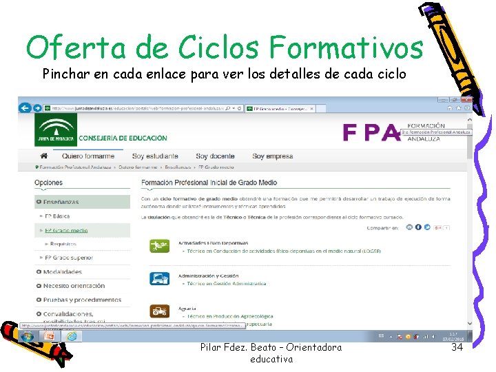 Oferta de Ciclos Formativos Pinchar en cada enlace para ver los detalles de cada