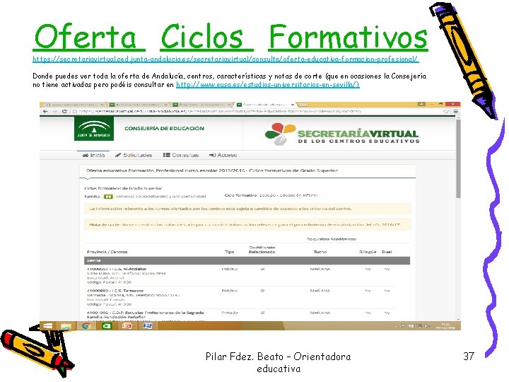 Oferta Ciclos Formativos https: //secretariavirtual. ced. junta-andalucia. es/secretariavirtual/consulta/oferta-educativa-formacion-profesional/ Donde puedes ver toda la oferta