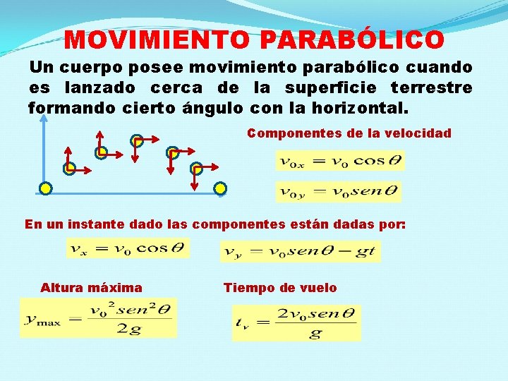 MOVIMIENTO PARABÓLICO Un cuerpo posee movimiento parabólico cuando es lanzado cerca de la superficie