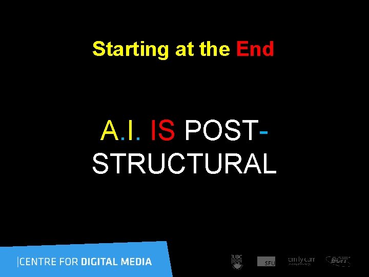 Starting at the End A. I. IS POSTSTRUCTURAL 