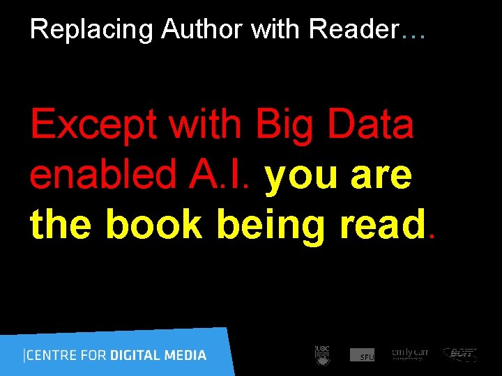 Replacing Author with Reader… Except with Big Data enabled A. I. you are the