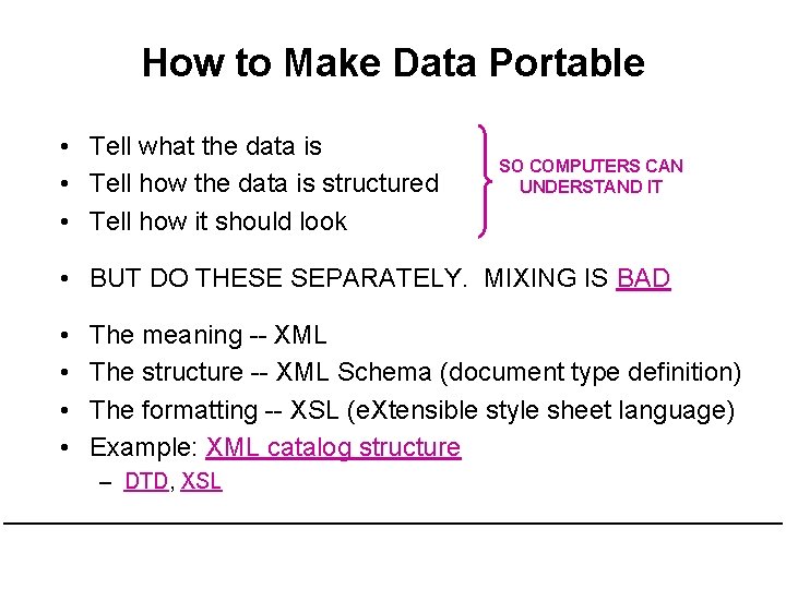How to Make Data Portable • Tell what the data is • Tell how