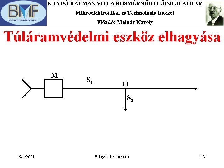 KANDÓ KÁLMÁN VILLAMOSMÉRNÖKI FŐISKOLAI KAR Mikroelektronikai és Technológia Intézet Előadó: Molnár Károly Túláramvédelmi eszköz