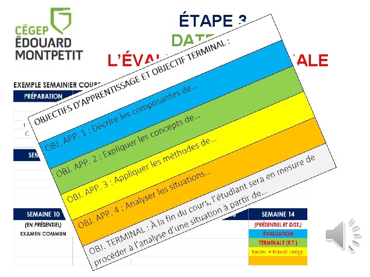 ÉTAPE 3 : DATE(S) DE L’ÉVALUATION TERMINALE 