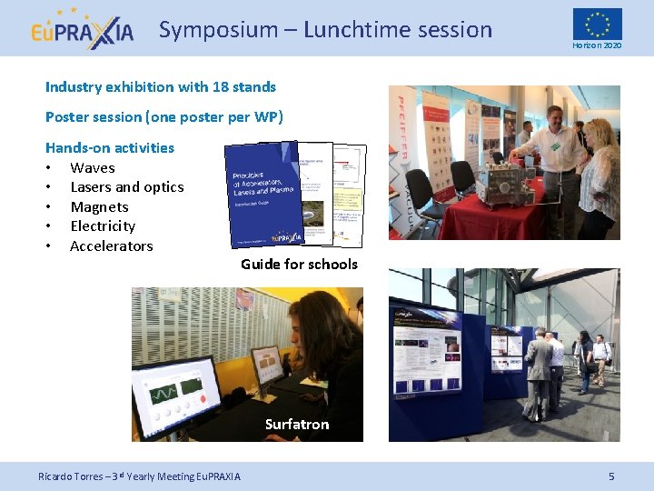 Symposium – Lunchtime session Horizon 2020 Industry exhibition with 18 stands Poster session (one