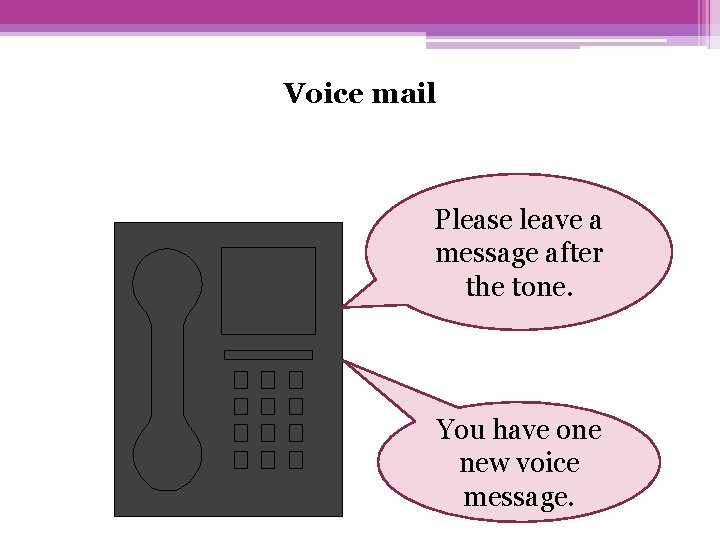 Voice mail Please leave a message after the tone. You have one new voice