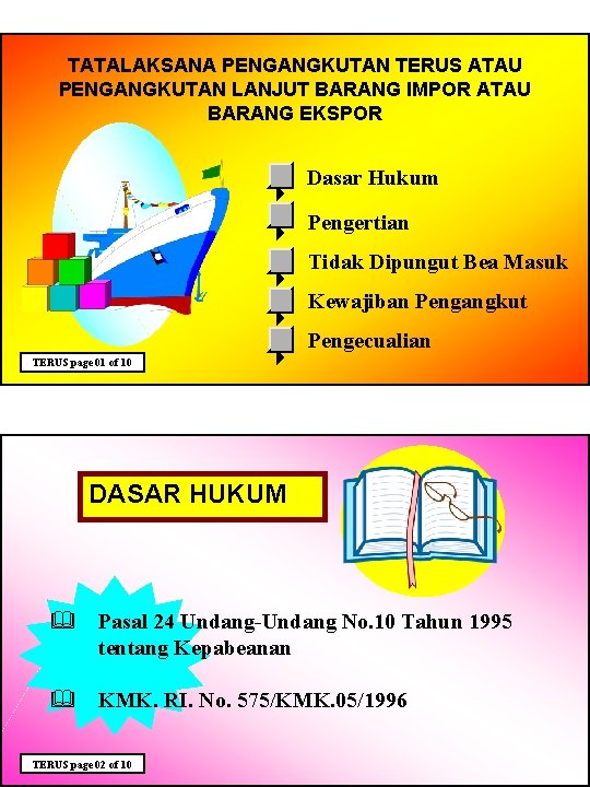 TATALAKSANA PENGANGKUTAN TERUS ATAU PENGANGKUTAN LANJUT BARANG IMPOR ATAU BARANG EKSPOR 1 4 Dasar