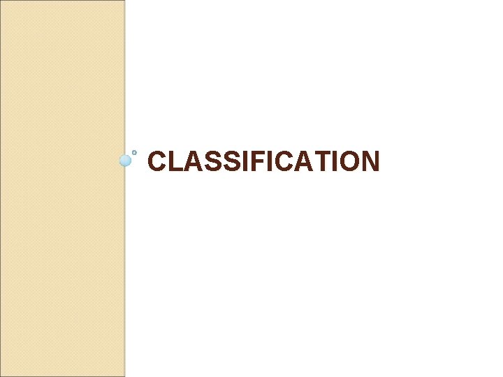 CLASSIFICATION CLASSIFICATION