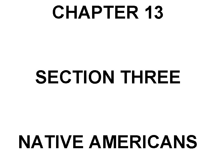 CHAPTER 13 SECTION THREE NATIVE AMERICANS 