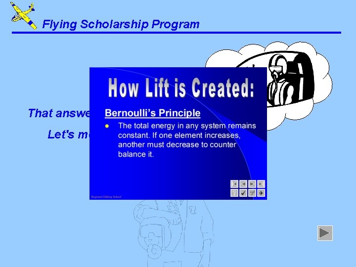 Flying Scholarship Program That answer is correct. Let's move on. . . 