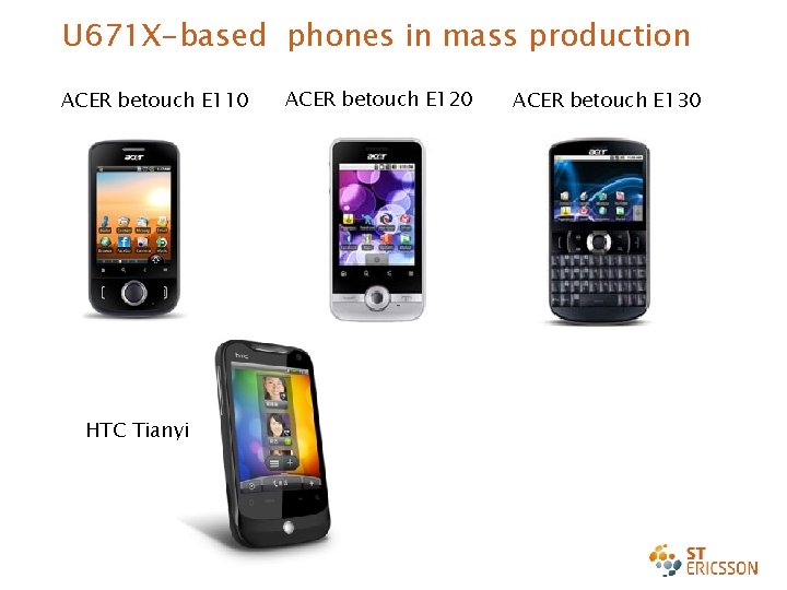 U 671 X-based phones in mass production ACER betouch E 110 ACER betouch E