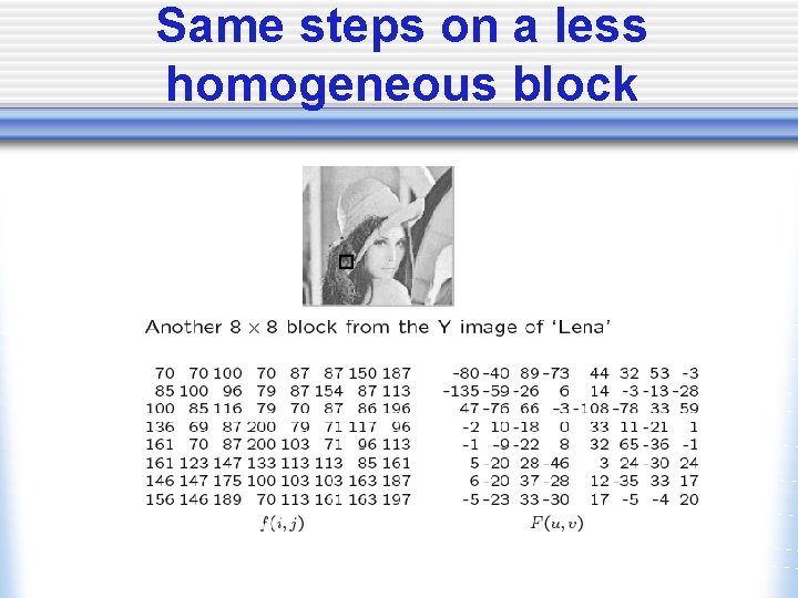 Same steps on a less homogeneous block 