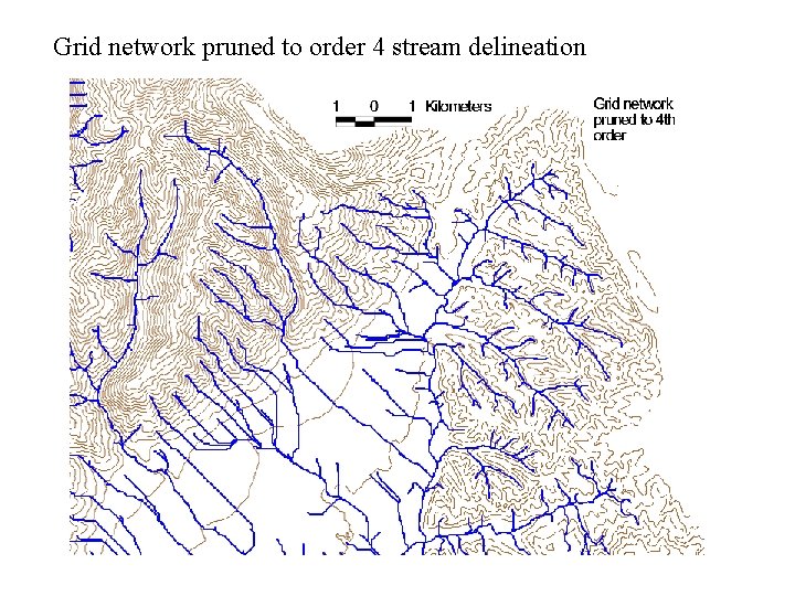 Grid network pruned to order 4 stream delineation 