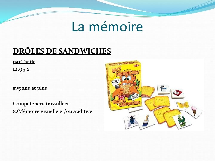 La mémoire DRÔLES DE SANDWICHES par Tactic 12, 95 $ 5 ans et plus