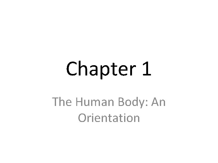 Chapter 1 The Human Body: An Orientation 
