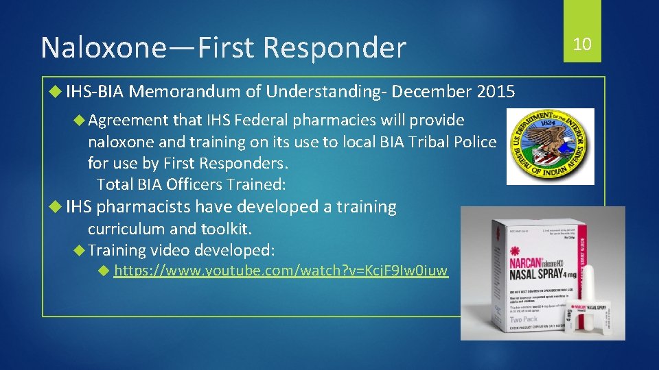 Naloxone—First Responder IHS-BIA Memorandum of Understanding- December 2015 Agreement that IHS Federal pharmacies will