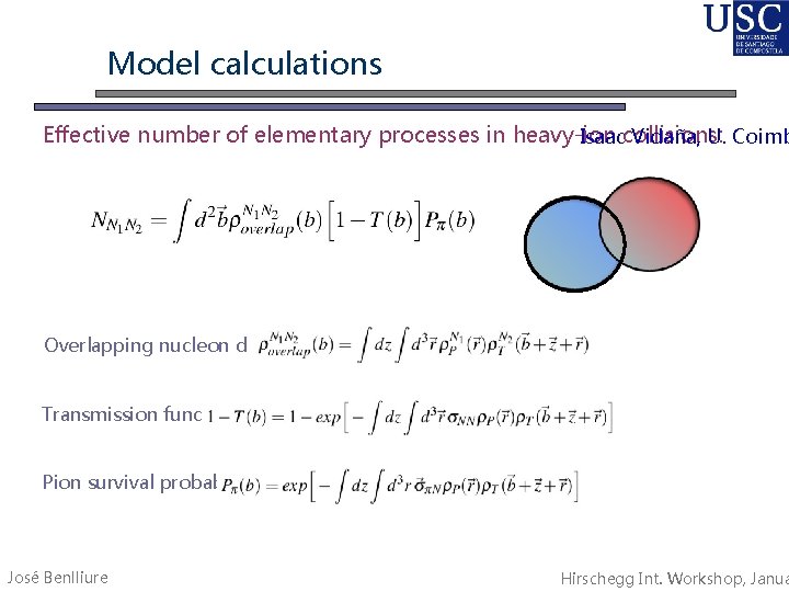 Model calculations Effective number of elementary processes in heavy-ion Isaaccollisions: Vidaña, U. Coimb Overlapping