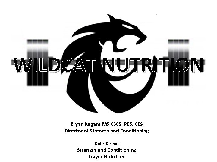 WILDCAT NUTRITION Bryan Kegans MS CSCS, PES, CES Director of Strength and Conditioning Kyle
